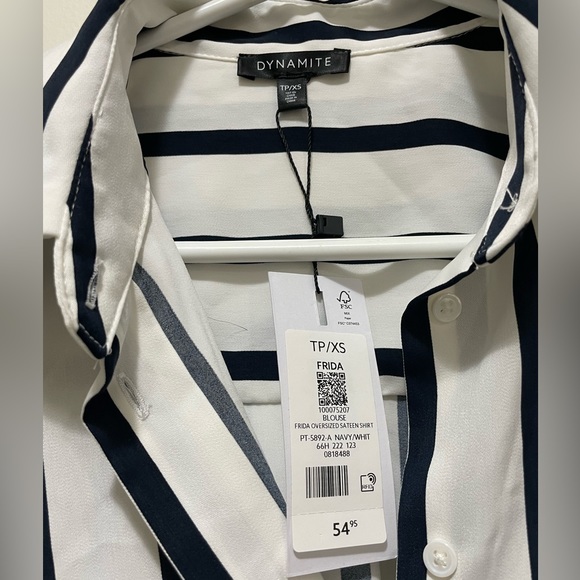 Dynamite Frida Striped Button Up Blouse - Picture 7 of 7